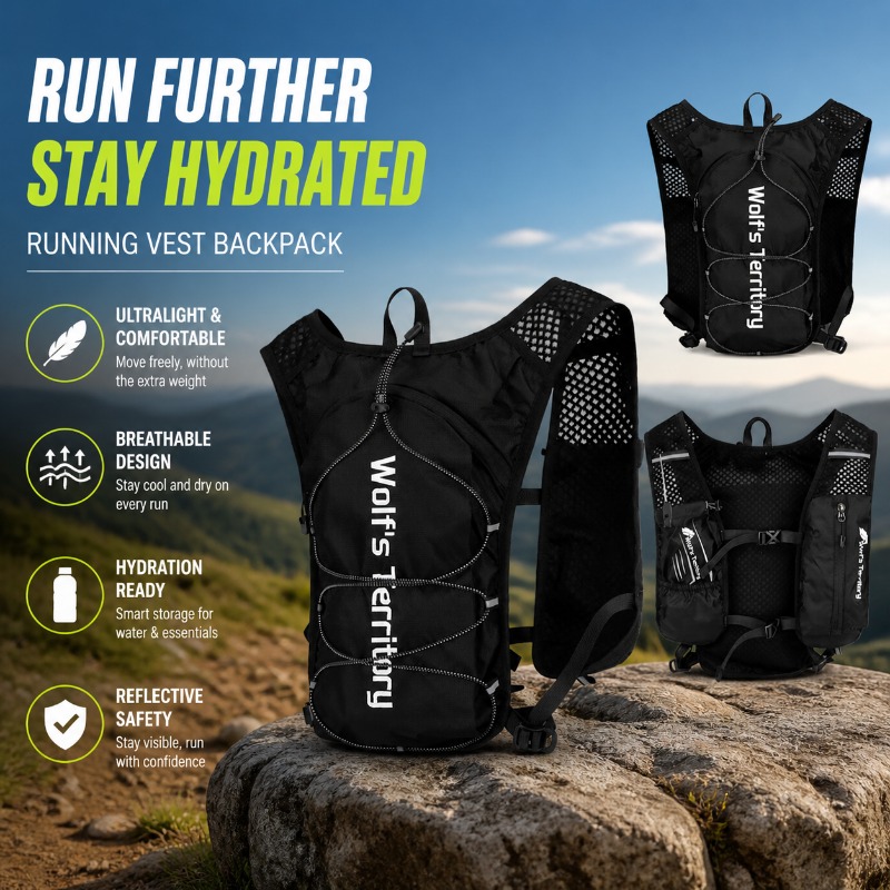 Reflective Running Jacket - Running Vest Backpack Marathon Hydrating Backpack