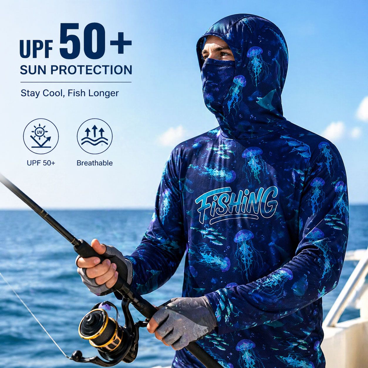 Fishing Hood Riding Tops Wear  - Running Gear Usa review and price